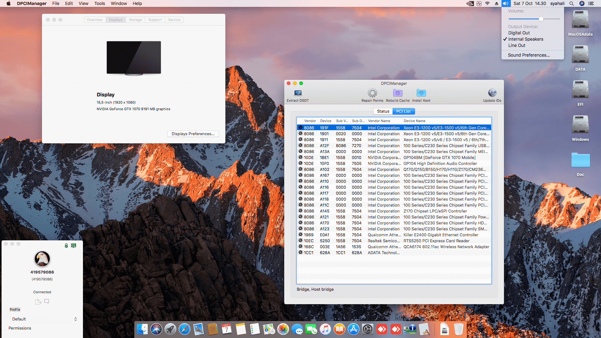 AVADirect Clevo P750DM2 G Gaming Laptop [SkyLake + Nvidia GTX 1070 + PS2 SMBUS]   OpenCore 1